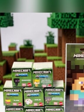 (Lot Of 8) Mattel Minecraft Mob Head Mini Figures Nether Collection & (1) Decal.